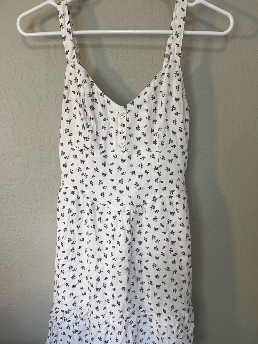Hollister White Mini Dress with Black Floral Print
